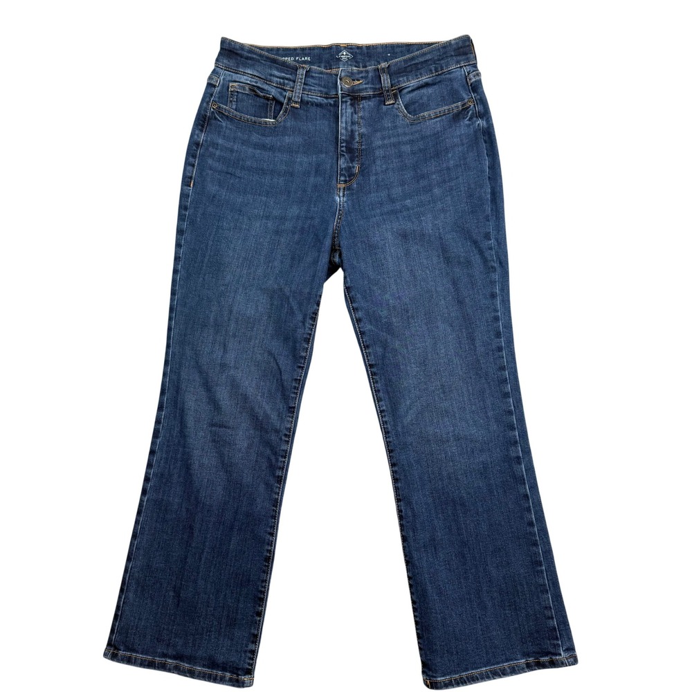 St Johns Bay Cropped Flare Jeans Dark Wash High Rise Blue Denim 0241 (30" x 24")